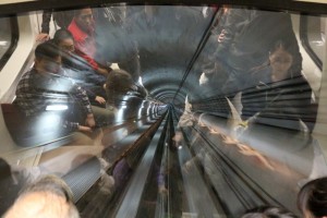 Полностью автоматический поезд в Гуанчжоу, вид через лобовое стекло
